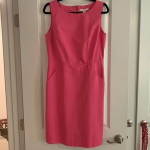 Pink Cotton Fitted Work Dress